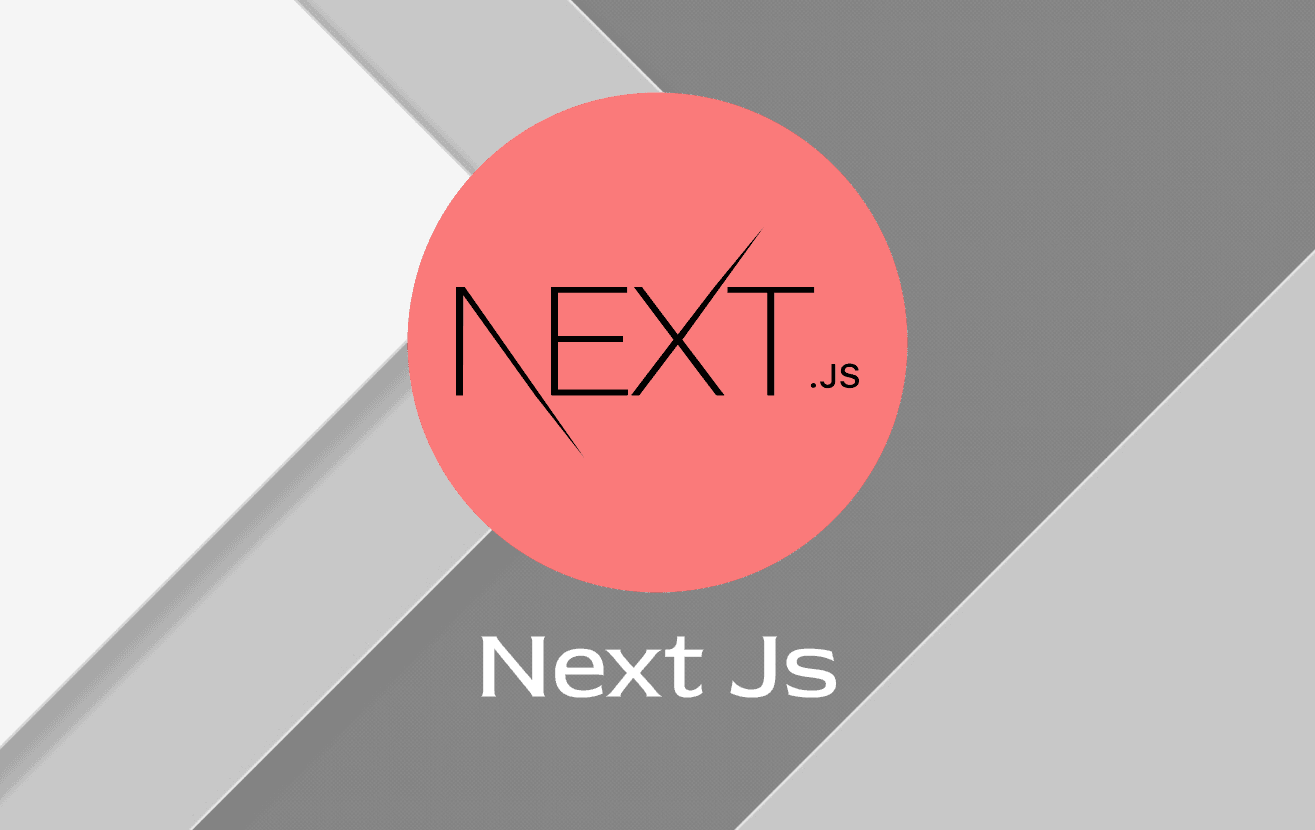 Next Js logo inside a red circle with gray scaled background 